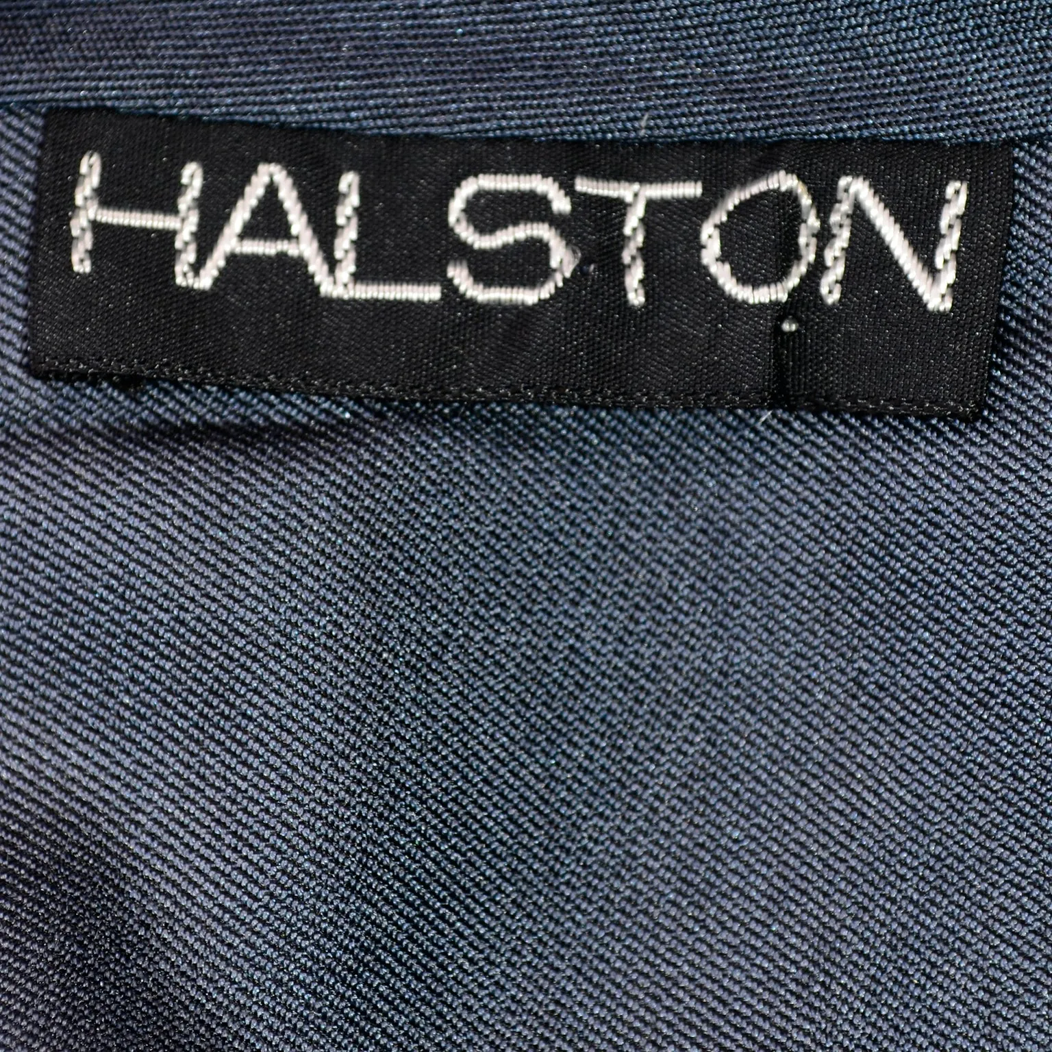 1970s Vintage Halston Blue Blouse With Sash Bow