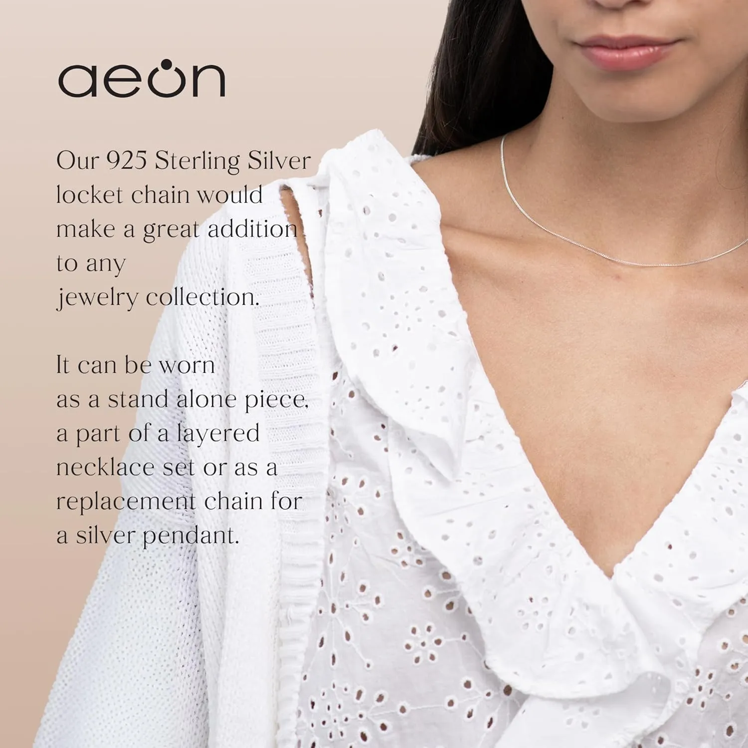 Aeon Jewelry 925 Sterling Silver Necklace - 1mm Diamond Cut Curb Chain Necklace | Choose from 16" -30" Chain | For Layered Looks, Gifts or Pendant Replacements | With Polishing Cloth & Pouch Bag