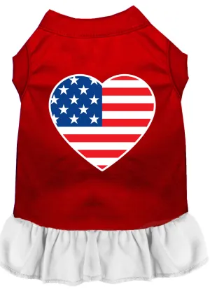 American Flag Heart Screen Print Dress Red With White Xxxl
