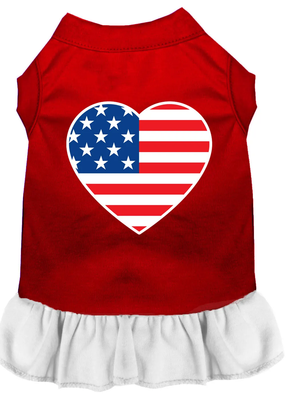 American Flag Heart Screen Print Dress Red With White Xxxl