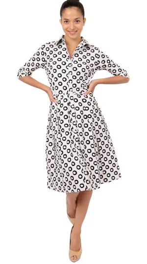 Audrey Dress Shirt Collar 1/2 Sleeve Regular Cotton Stretch (Micro Dots)