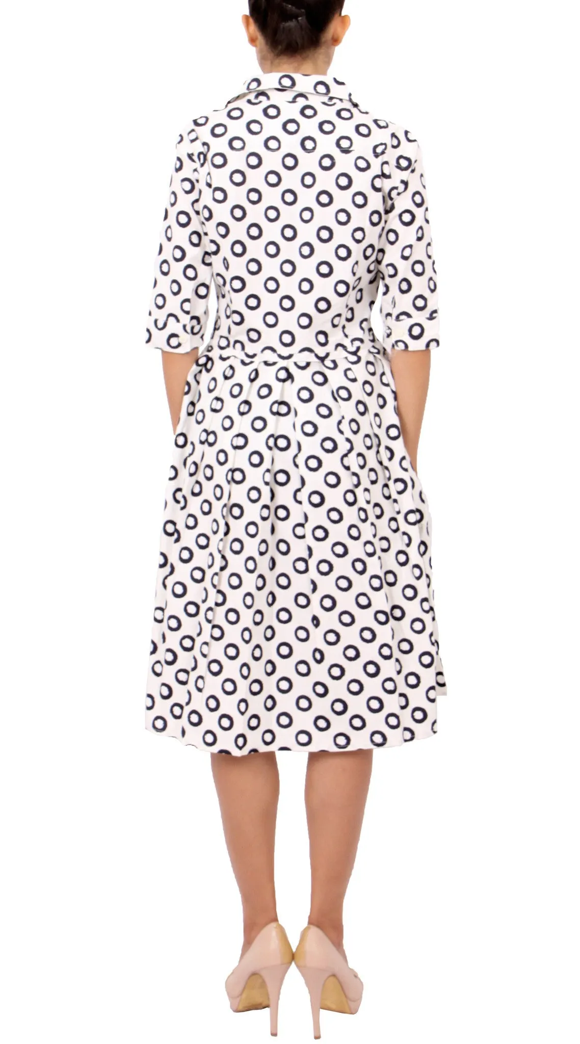 Audrey Dress Shirt Collar 1/2 Sleeve Regular Cotton Stretch (Micro Dots)
