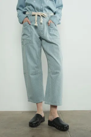 Barrel Denim Pants - Stripe Light Wash