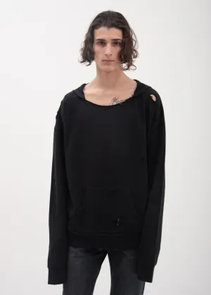 Black Bauhaus Distressed Hoodie