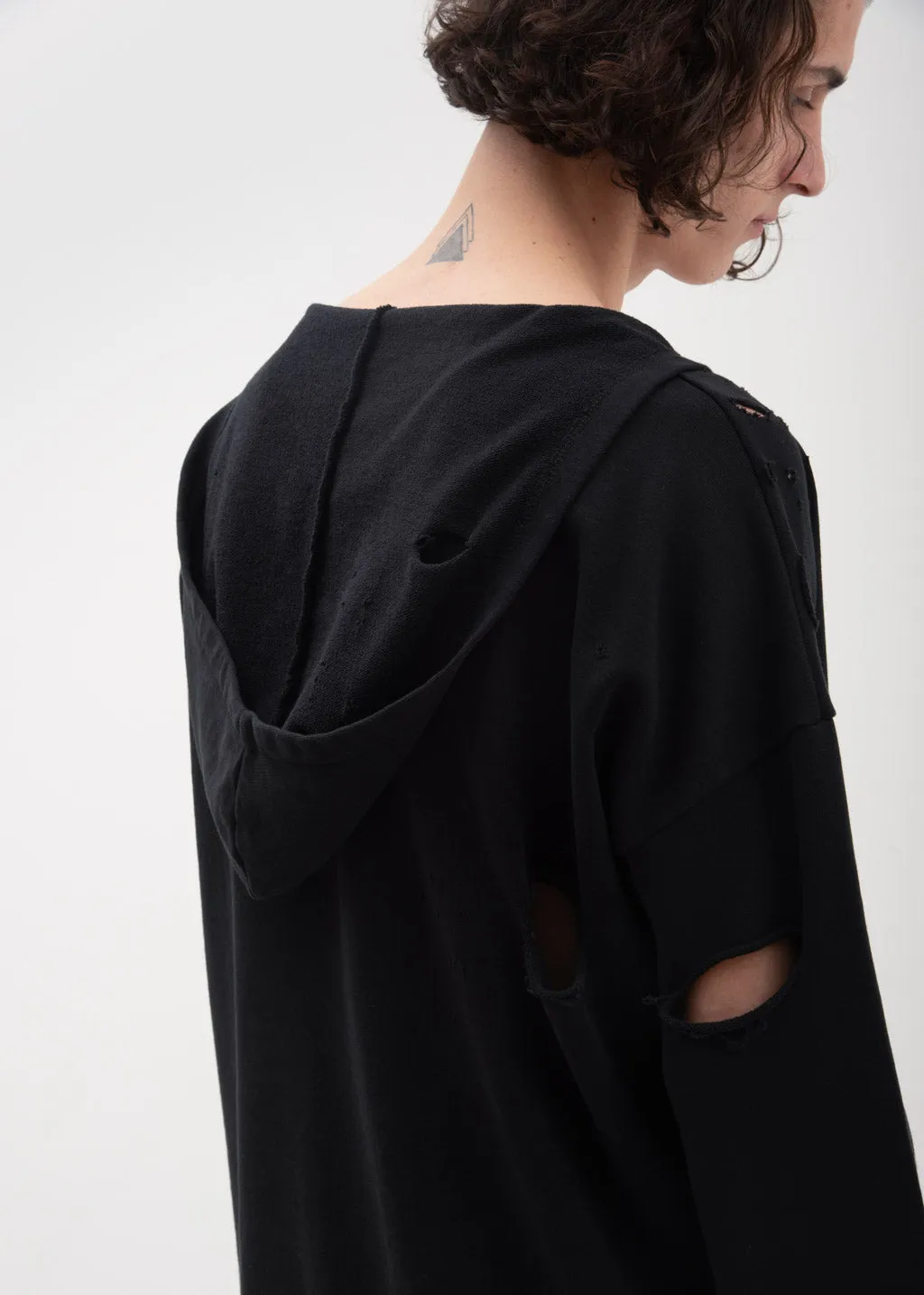 Black Bauhaus Distressed Hoodie