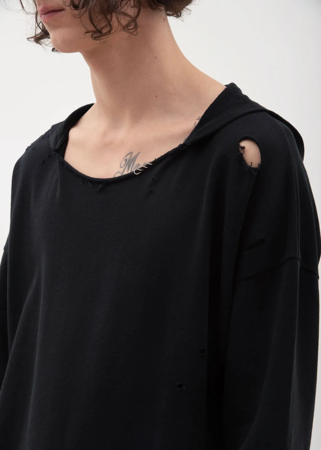 Black Bauhaus Distressed Hoodie