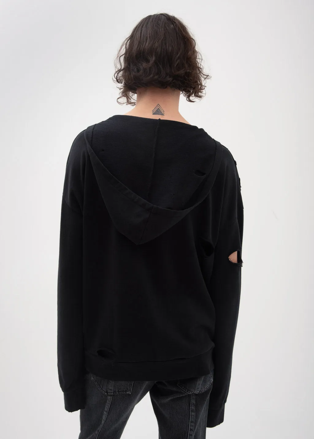 Black Bauhaus Distressed Hoodie