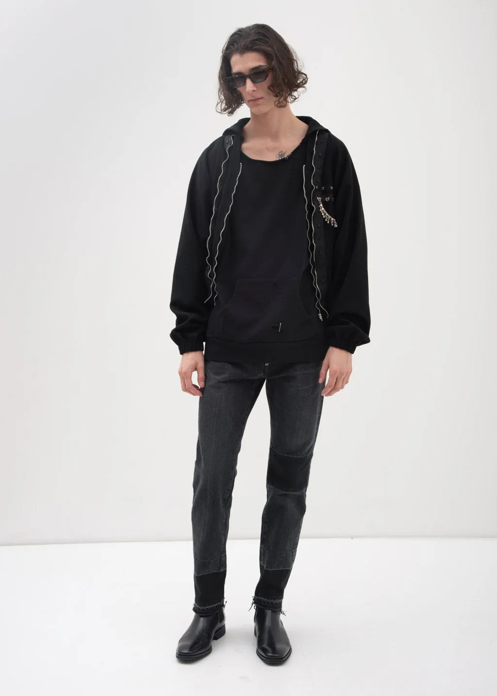 Black Bauhaus Distressed Hoodie