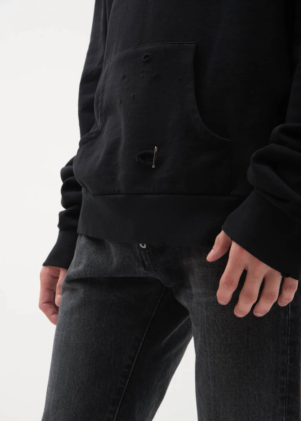 Black Bauhaus Distressed Hoodie