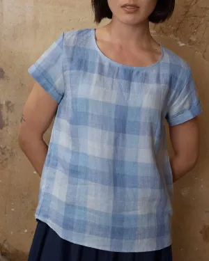 Blouse No.14 Linen T-shirt in Cala Check