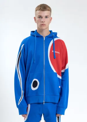 Blue Art Work Zip-up Hoodie