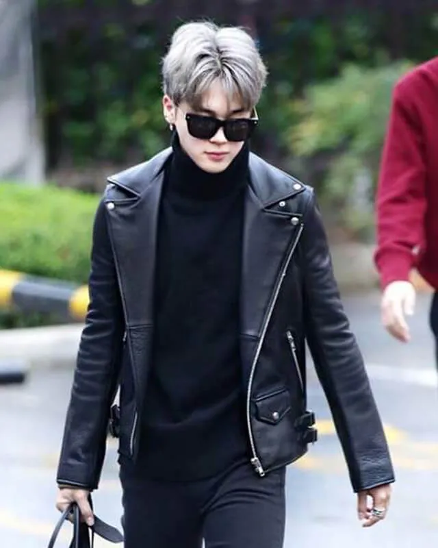 BTS Jimin Black Motorcycle Leather Jacket for Stylish Outfits