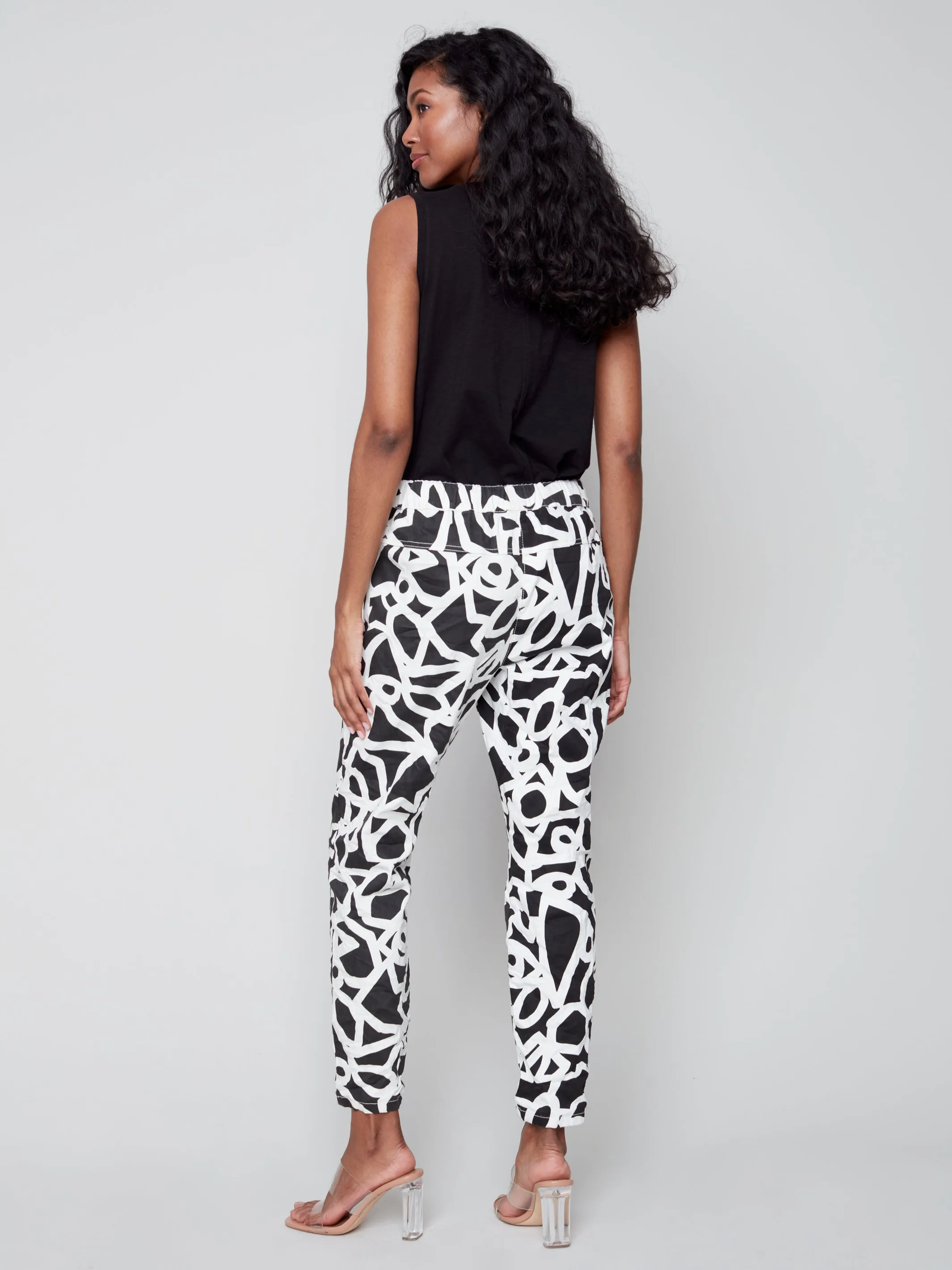 Charlie B Spring/Summer 2023-C5219Y-849A -Jogger Pant-Black/Cream