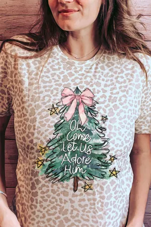 Christmas Tree Let Us Adore Him Fine Jersey Tee