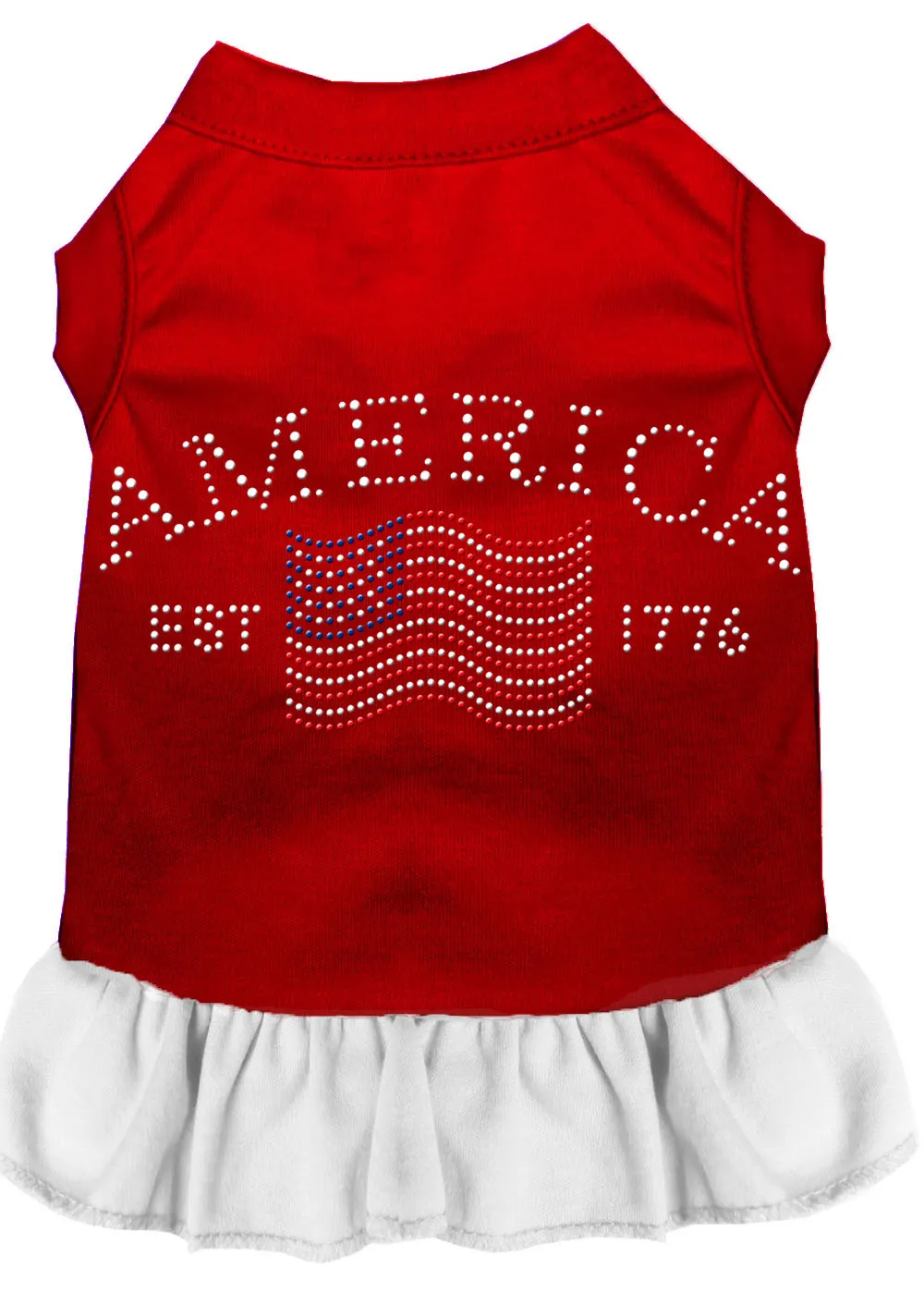 Classic America Rhinestone Dress Red With White Xxxl