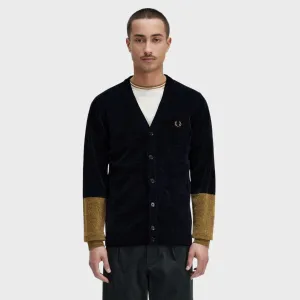 Colour Block Chenille Cardigan (Black)