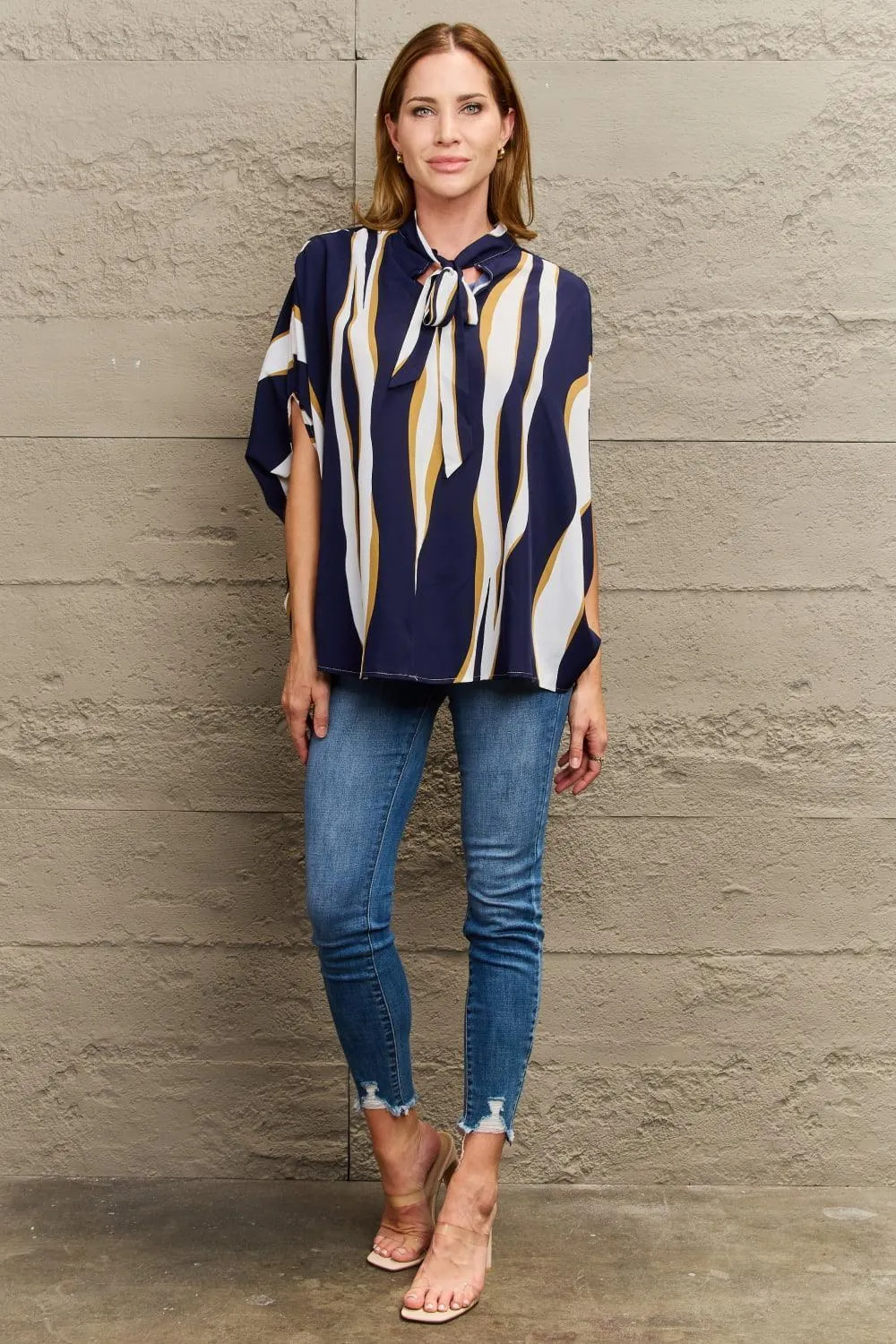 Decent Tie Neck Dolman Sleeve Blouse