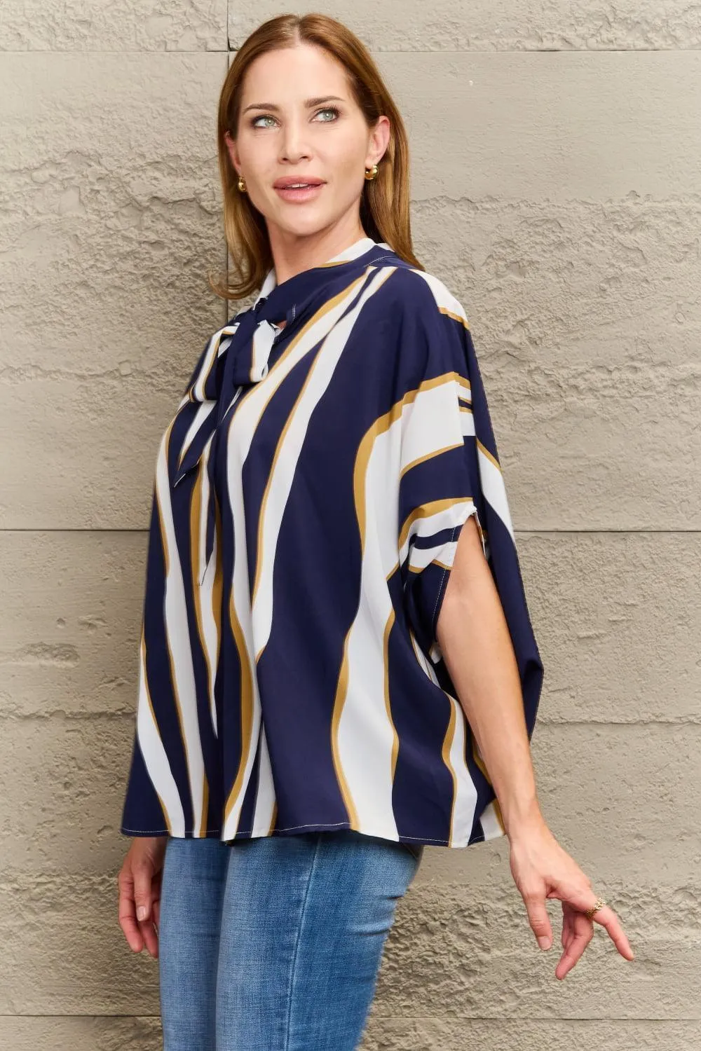 Decent Tie Neck Dolman Sleeve Blouse