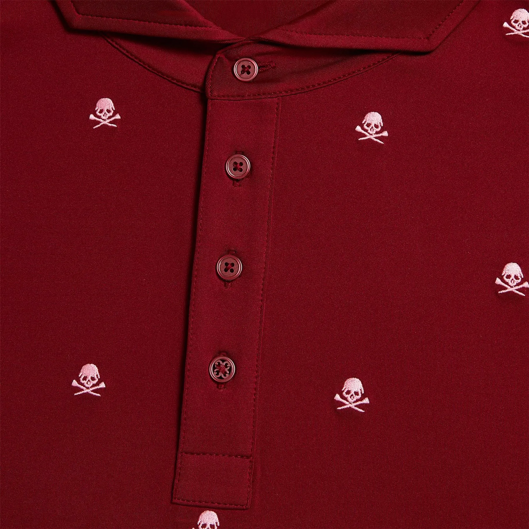 Embroidered Skull & Tees Tech Jersey Polo Rhubarb - SS24