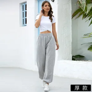 Europe Women Four Seasons Trendy Popular High Waist Casual Sporty Sweatshirt Jogger Pants