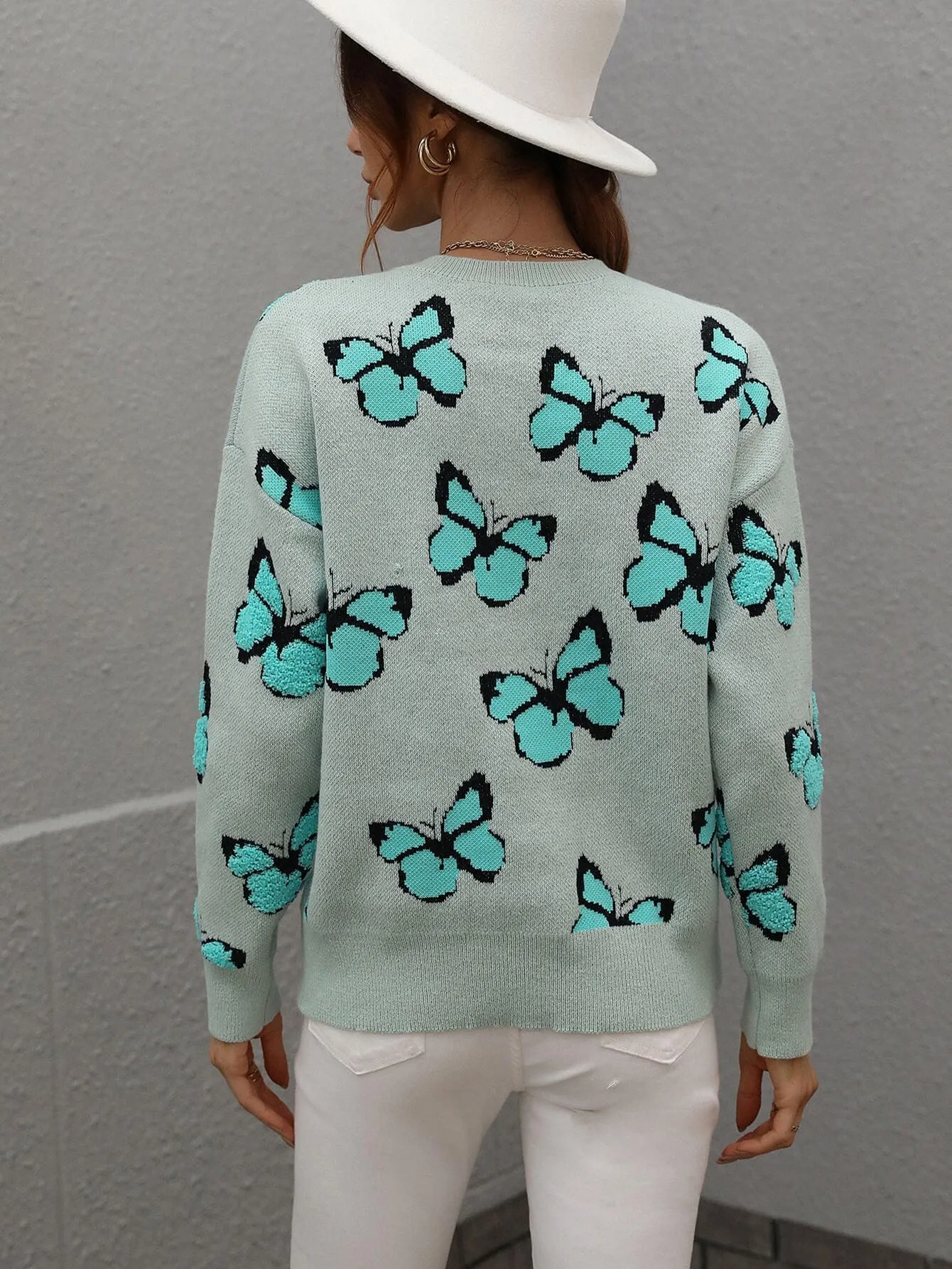 Fly High Embroidered Butterfly Sweater