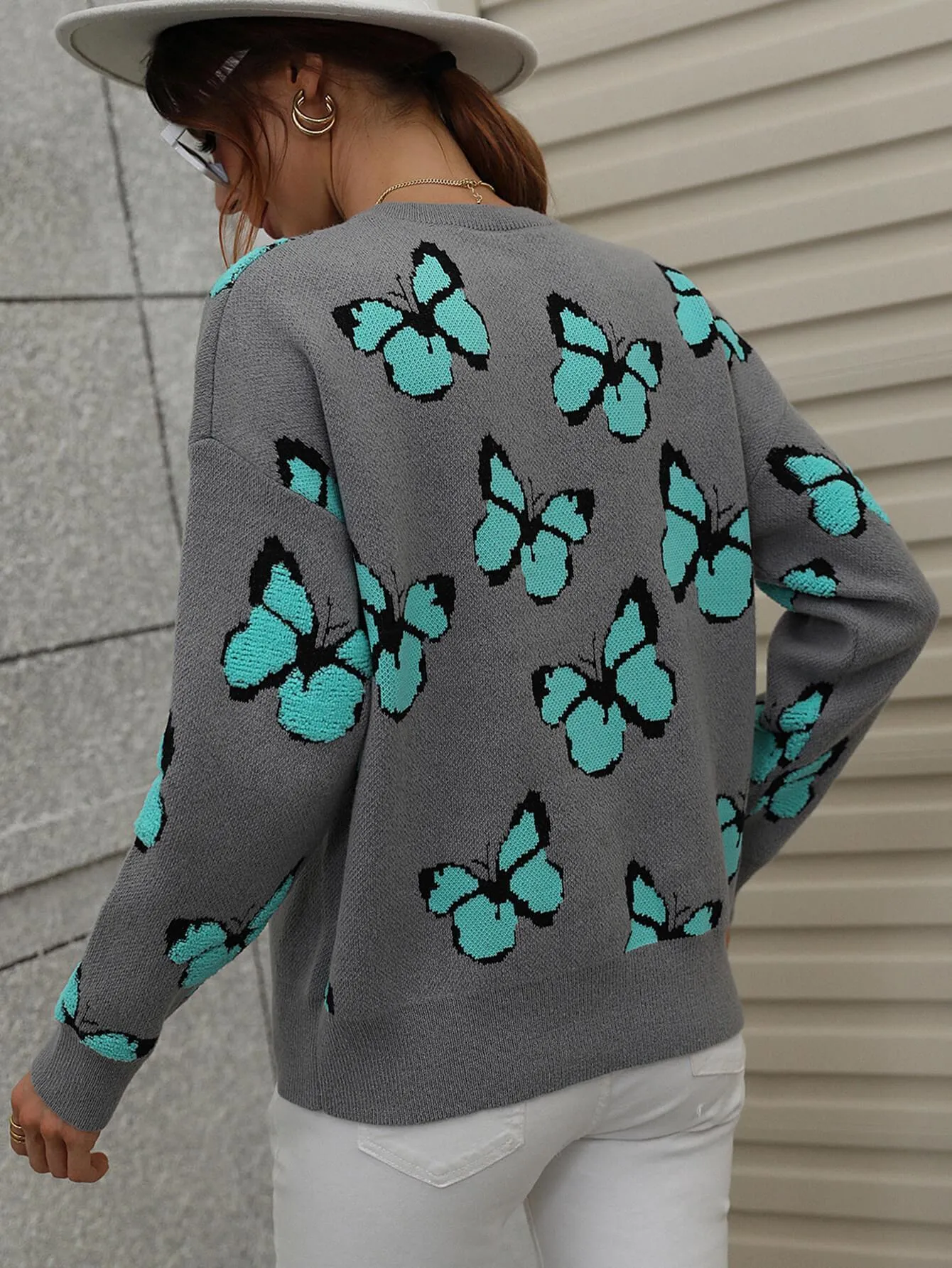 Fly High Embroidered Butterfly Sweater