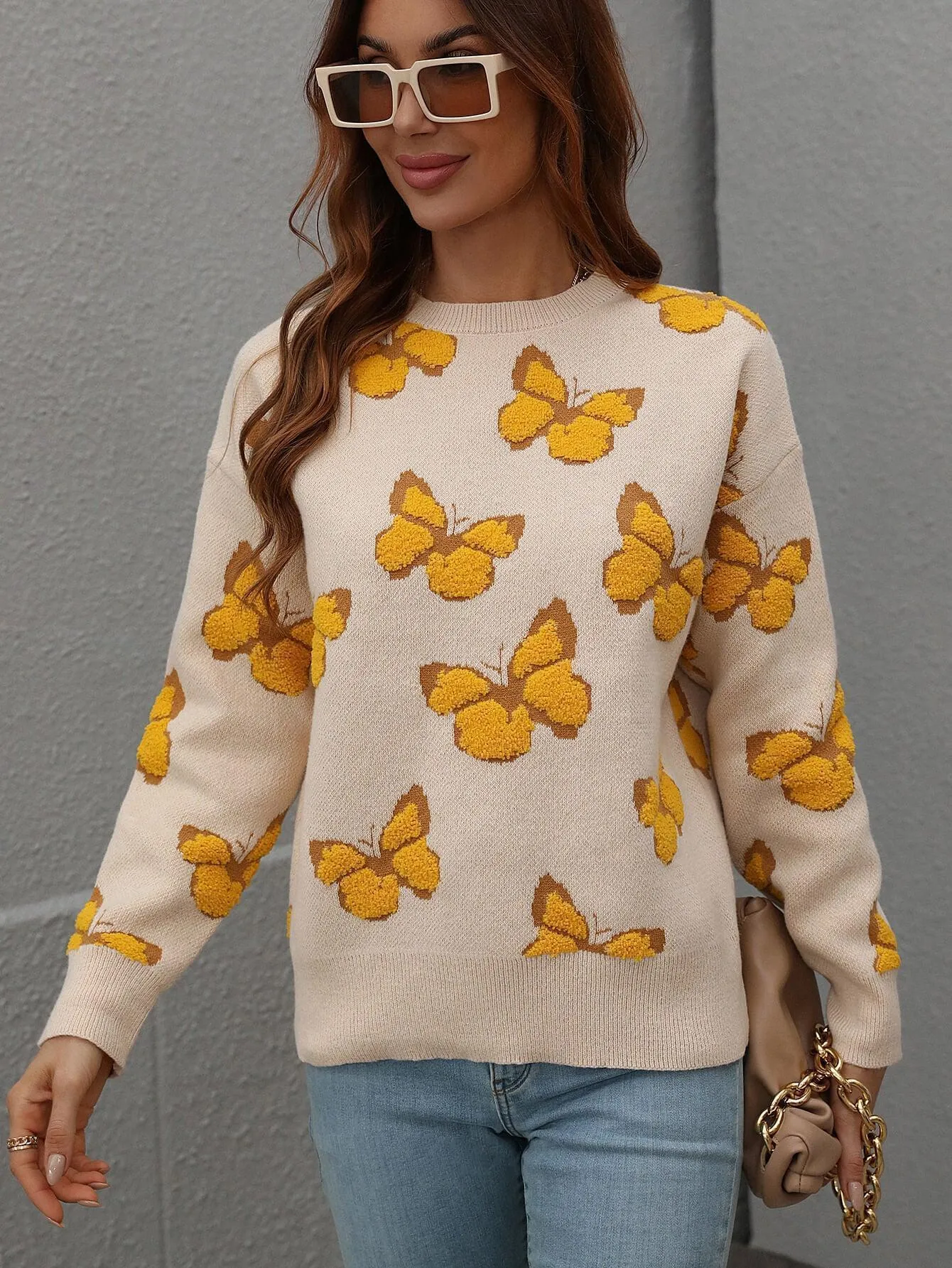 Fly High Embroidered Butterfly Sweater