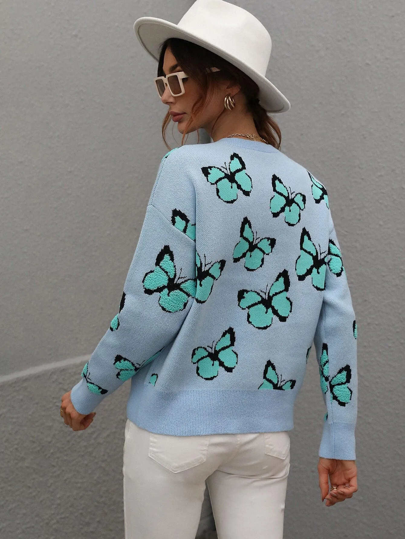 Fly High Embroidered Butterfly Sweater