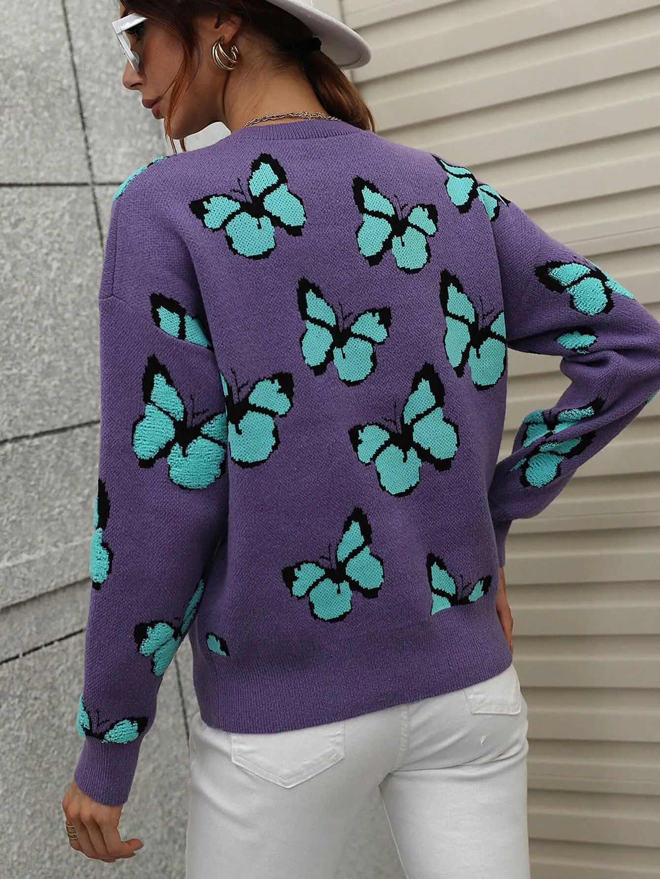 Fly High Embroidered Butterfly Sweater