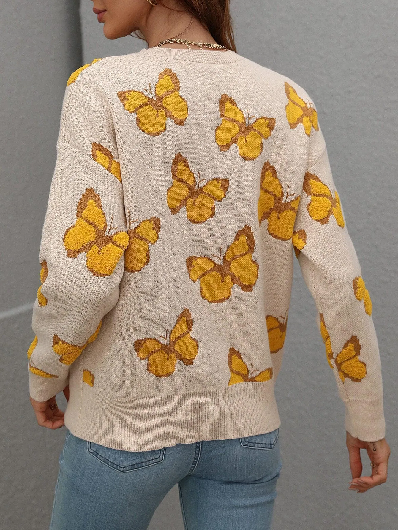 Fly High Embroidered Butterfly Sweater