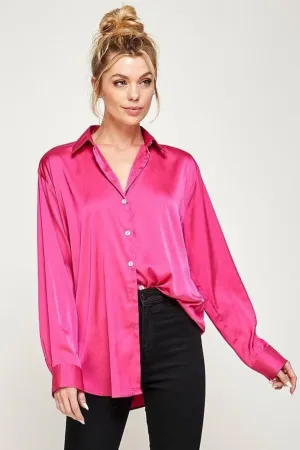 FUSCHIA SATIN SHIRT
