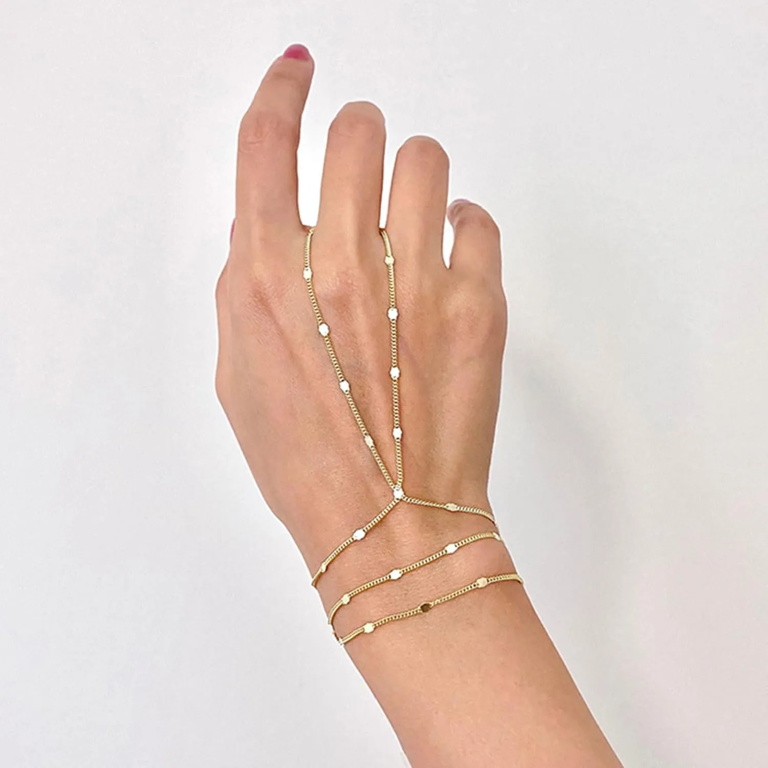 Hand Chain Bracelet for Women Dainty Gold Ring Bracelet Non Tarnish Silver Finger Ring Bracelet Trendy Stuff Hand Jewelry Gifts