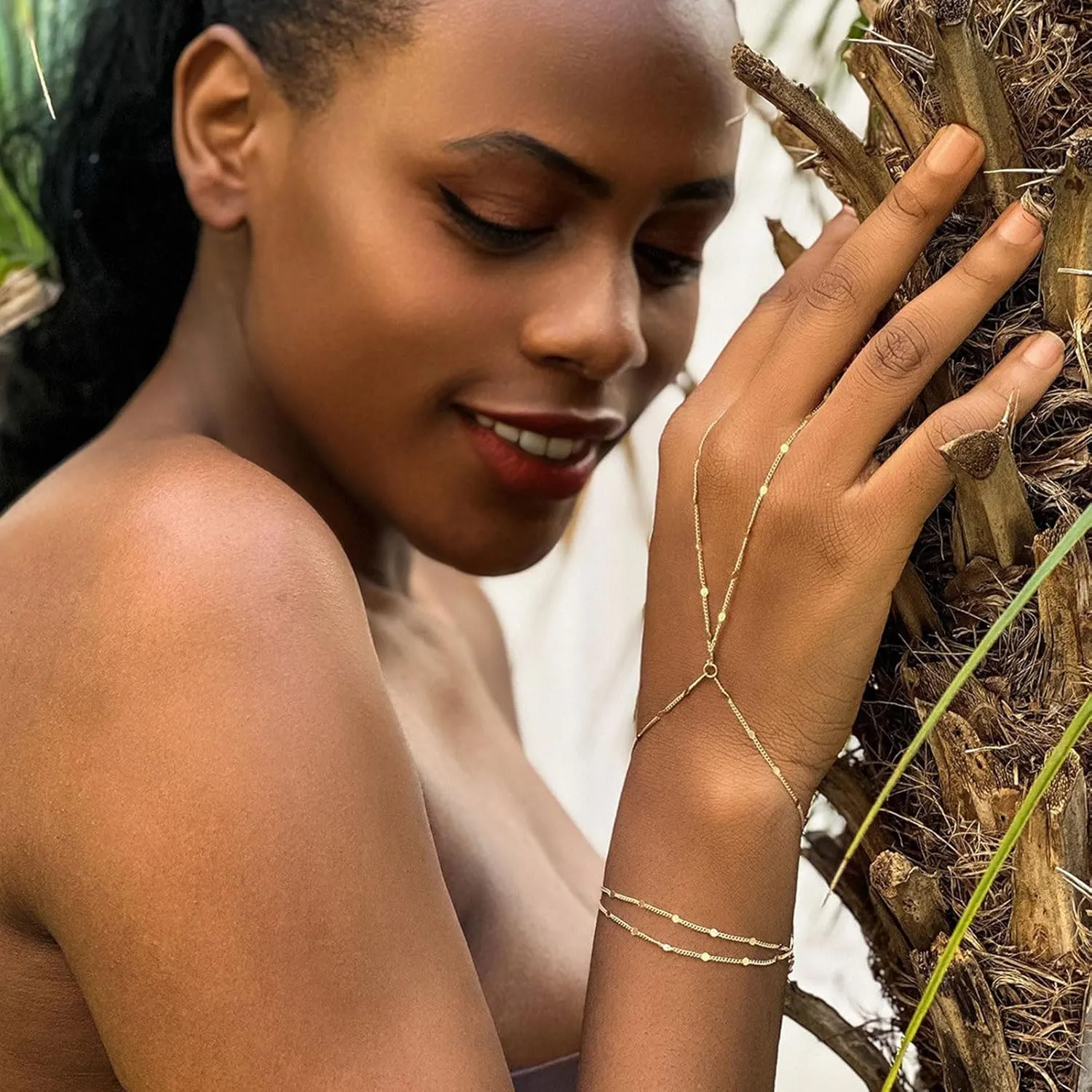 Hand Chain Bracelet for Women Dainty Gold Ring Bracelet Non Tarnish Silver Finger Ring Bracelet Trendy Stuff Hand Jewelry Gifts