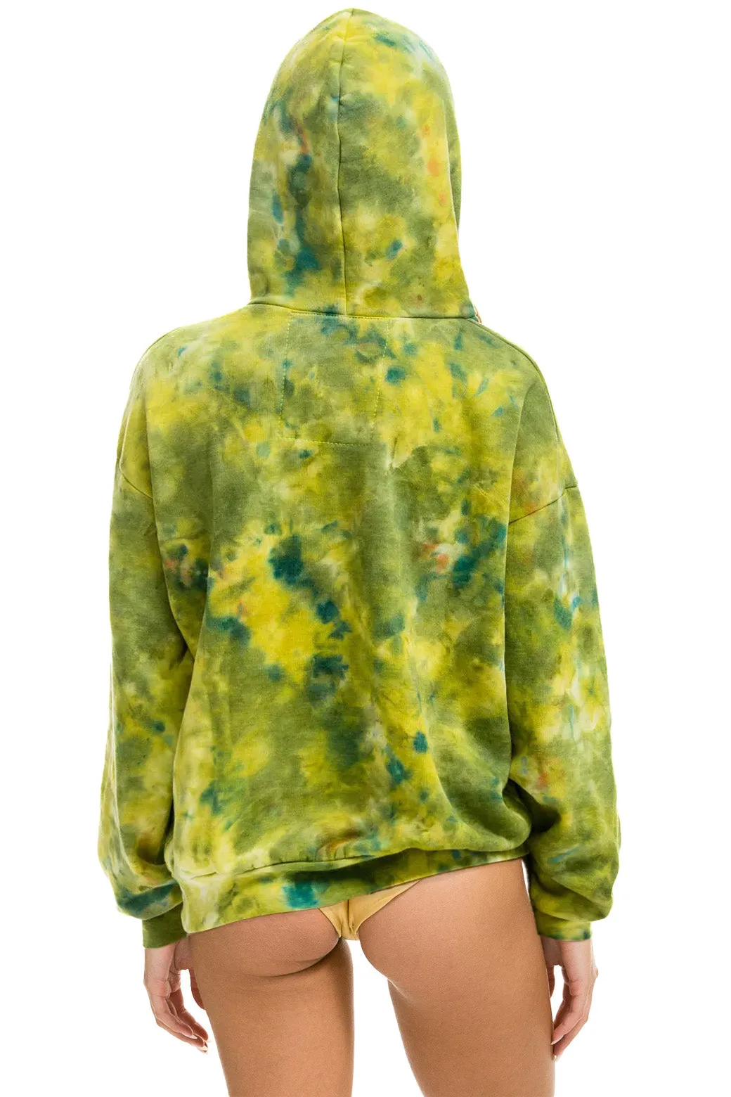 HAND DYED PULLOVER HOODIE RELAXED - TIE DYE GREEN YELLOW