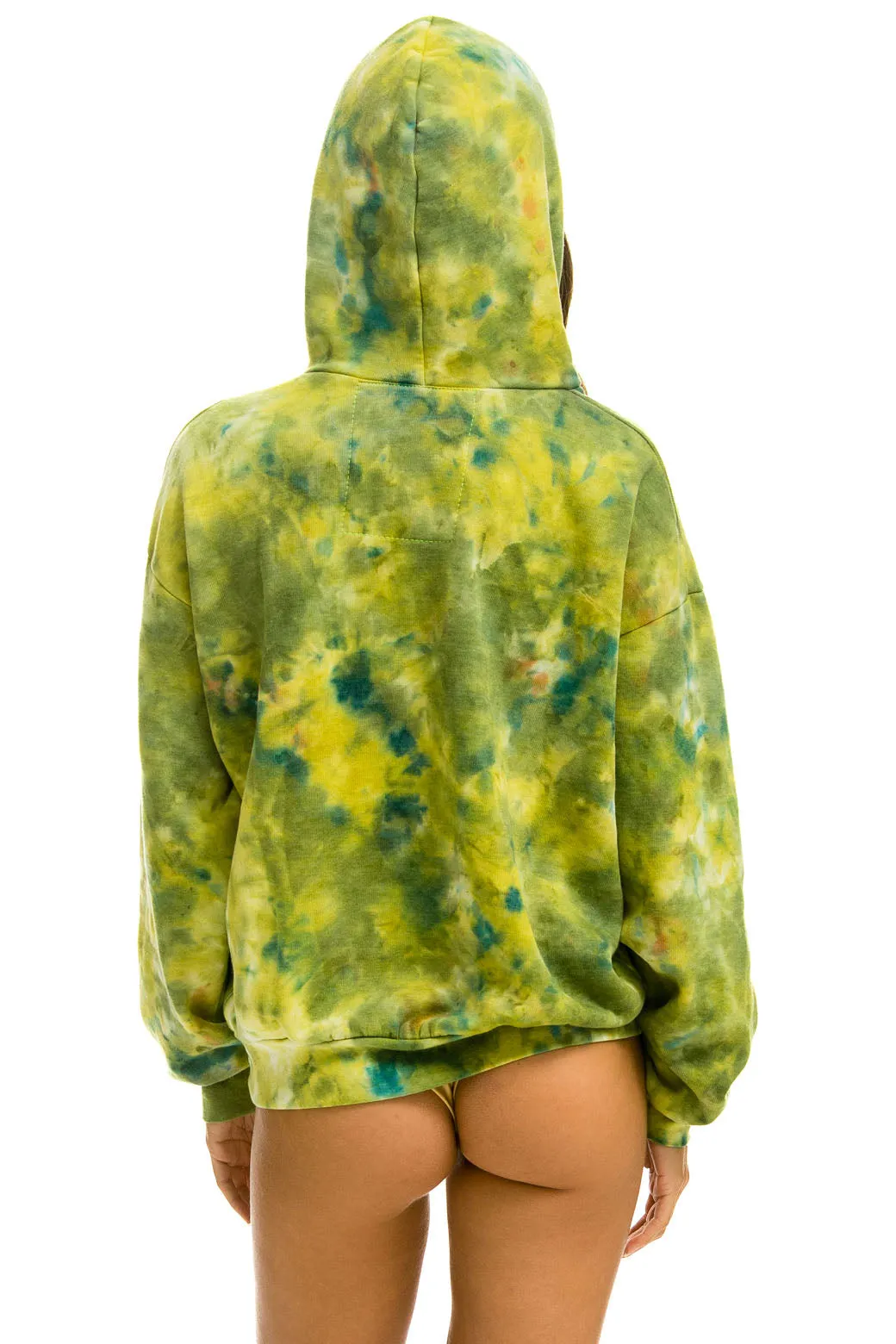 HAND DYED PULLOVER HOODIE RELAXED - TIE DYE GREEN YELLOW