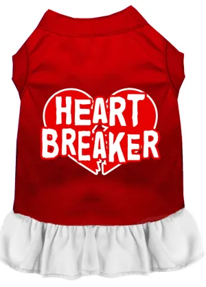 Heart Breaker Screen Print Dress Red With White Xxl