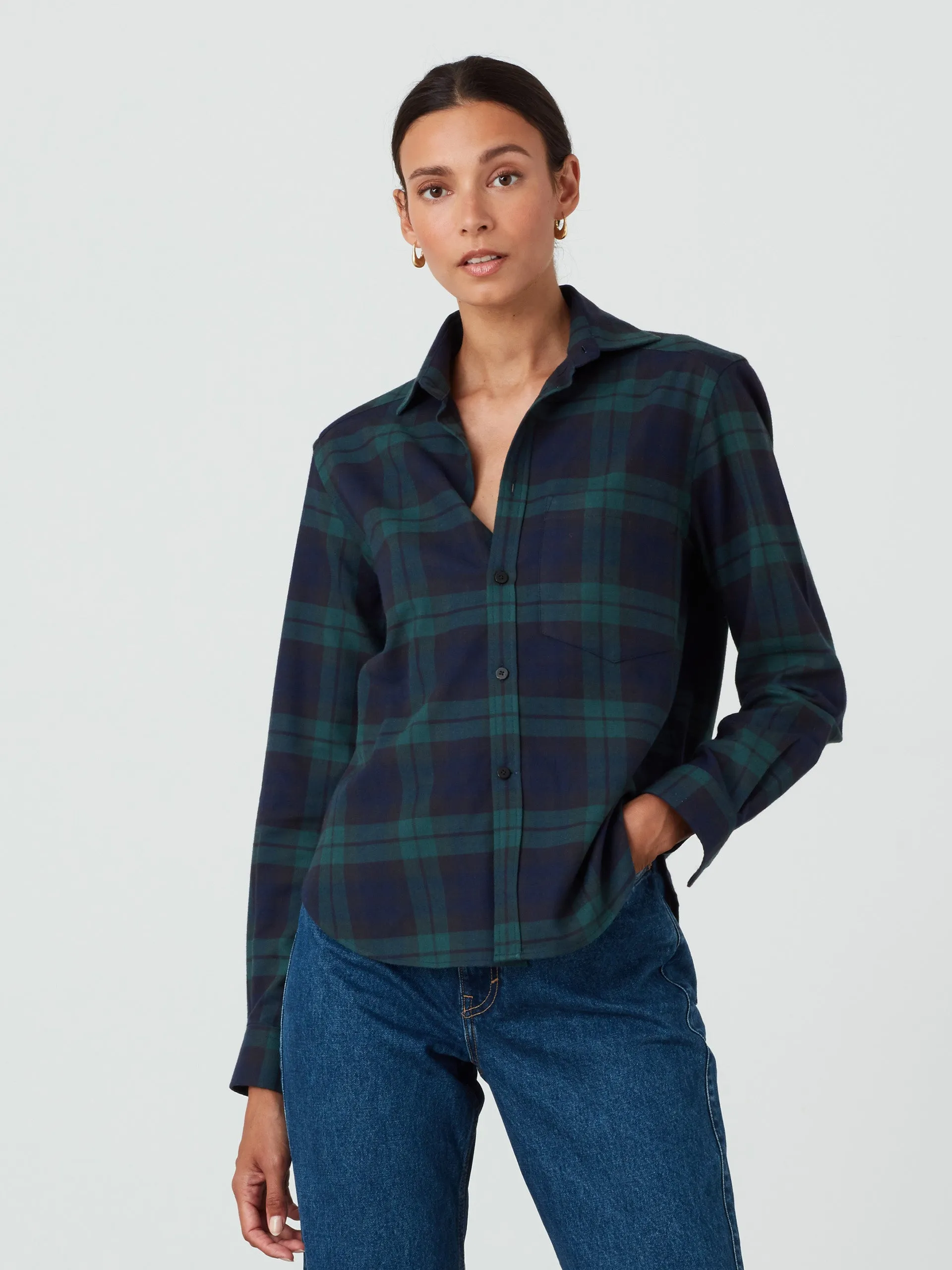 Heritage green check brushed Classic shirt