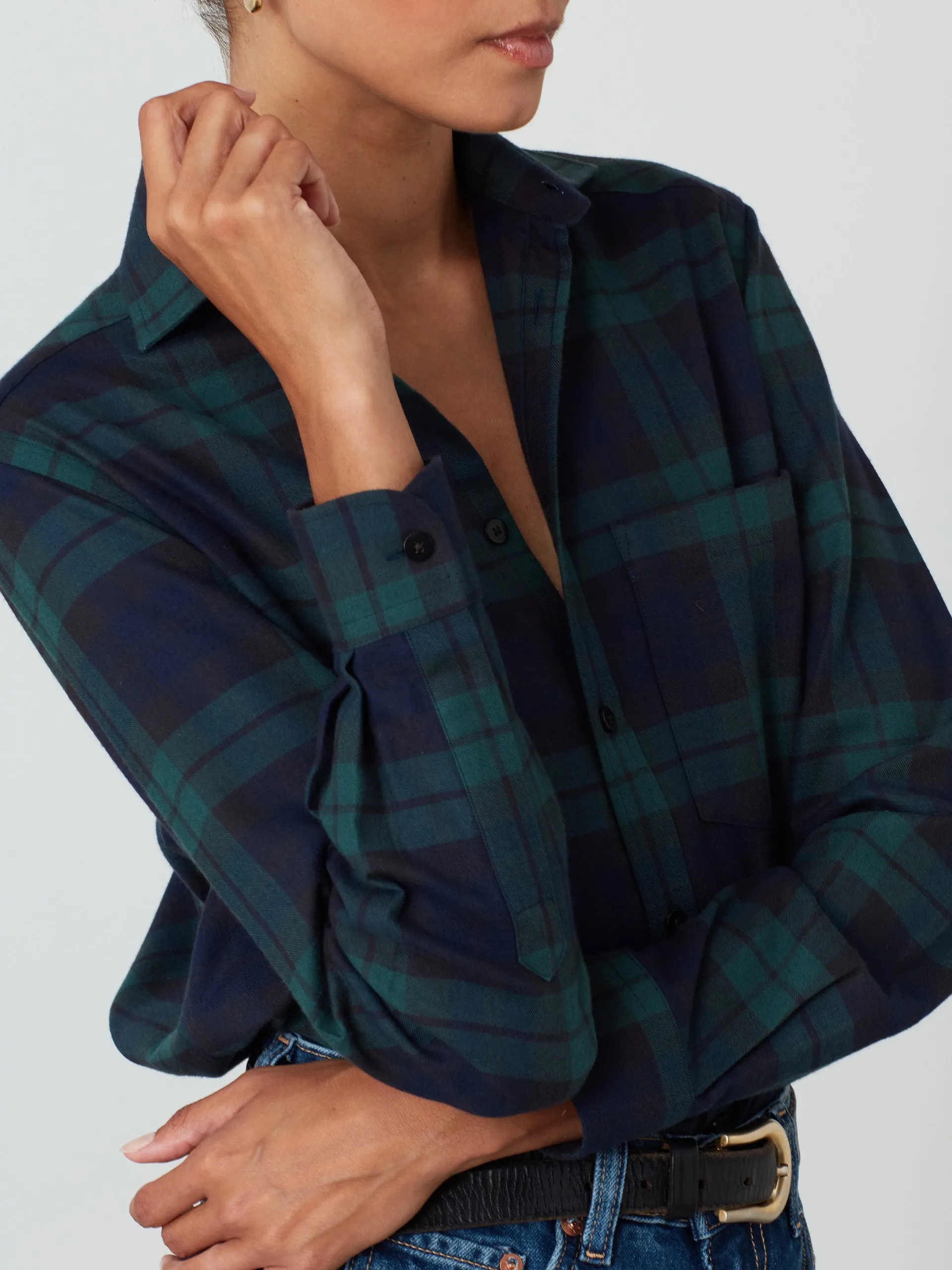 Heritage green check brushed Classic shirt