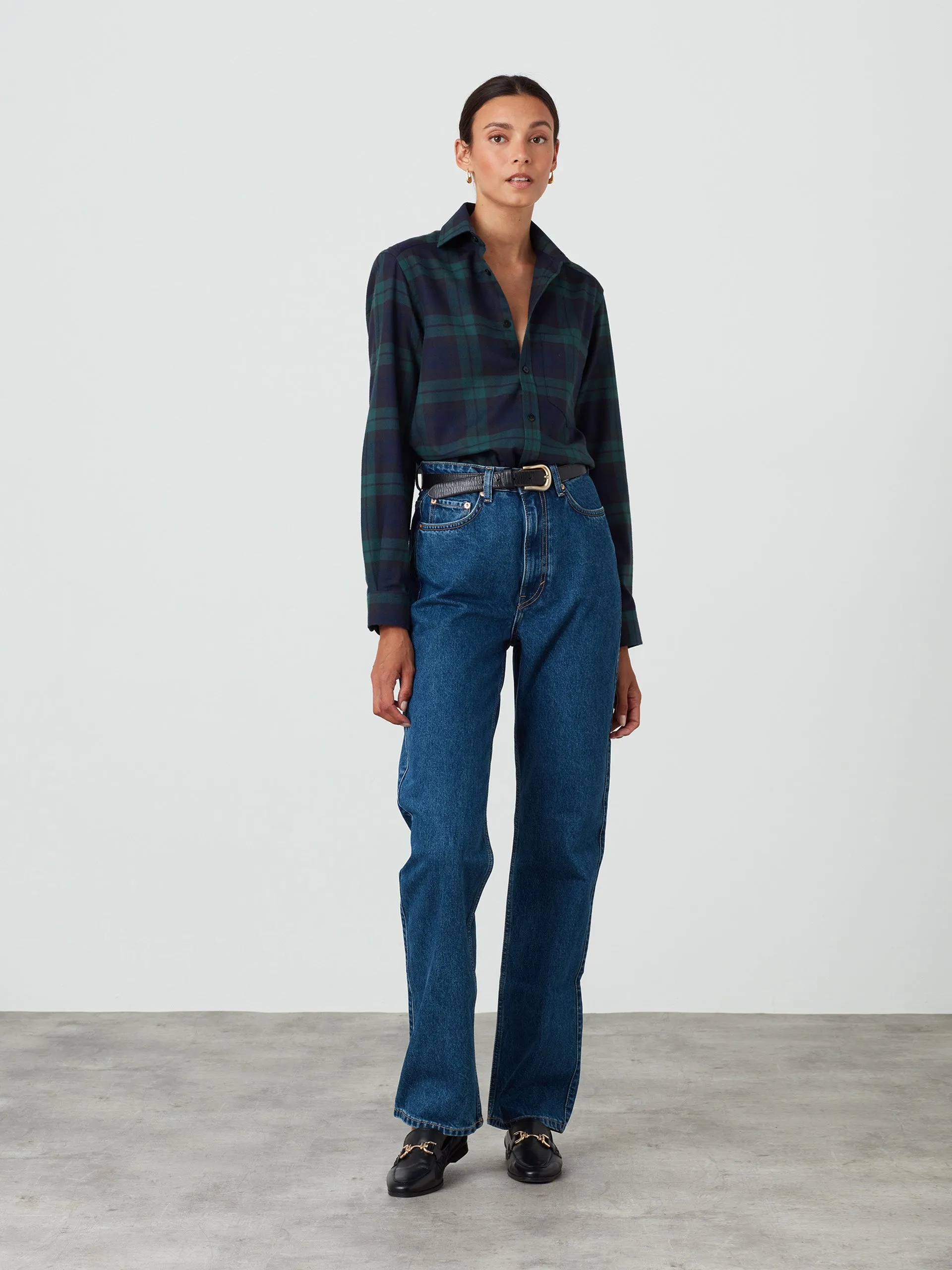 Heritage green check brushed Classic shirt