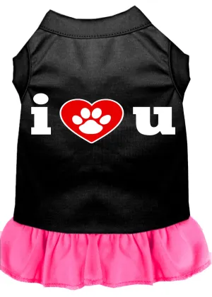 I Heart You Screen Print Dress Black With Bright Pink Xs