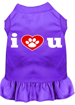 I Heart You Screen Print Dress Purple Xxxl