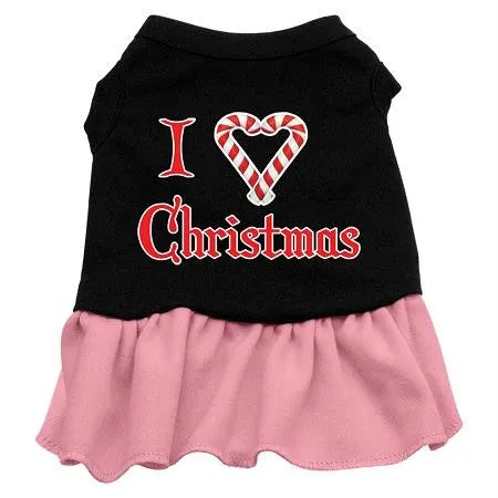 I Love Christmas Screen Print Dress Black with Pink XXL (18)