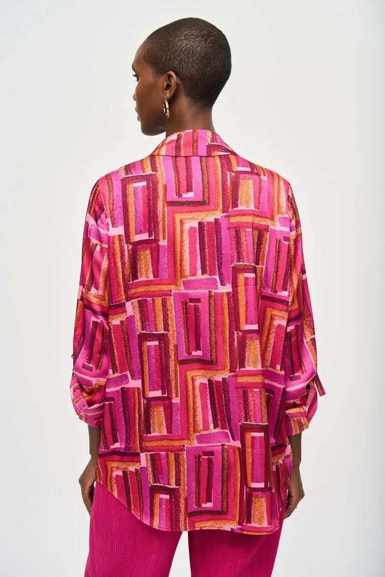 Joseph Ribkoff Satin Geometric Print Blouse