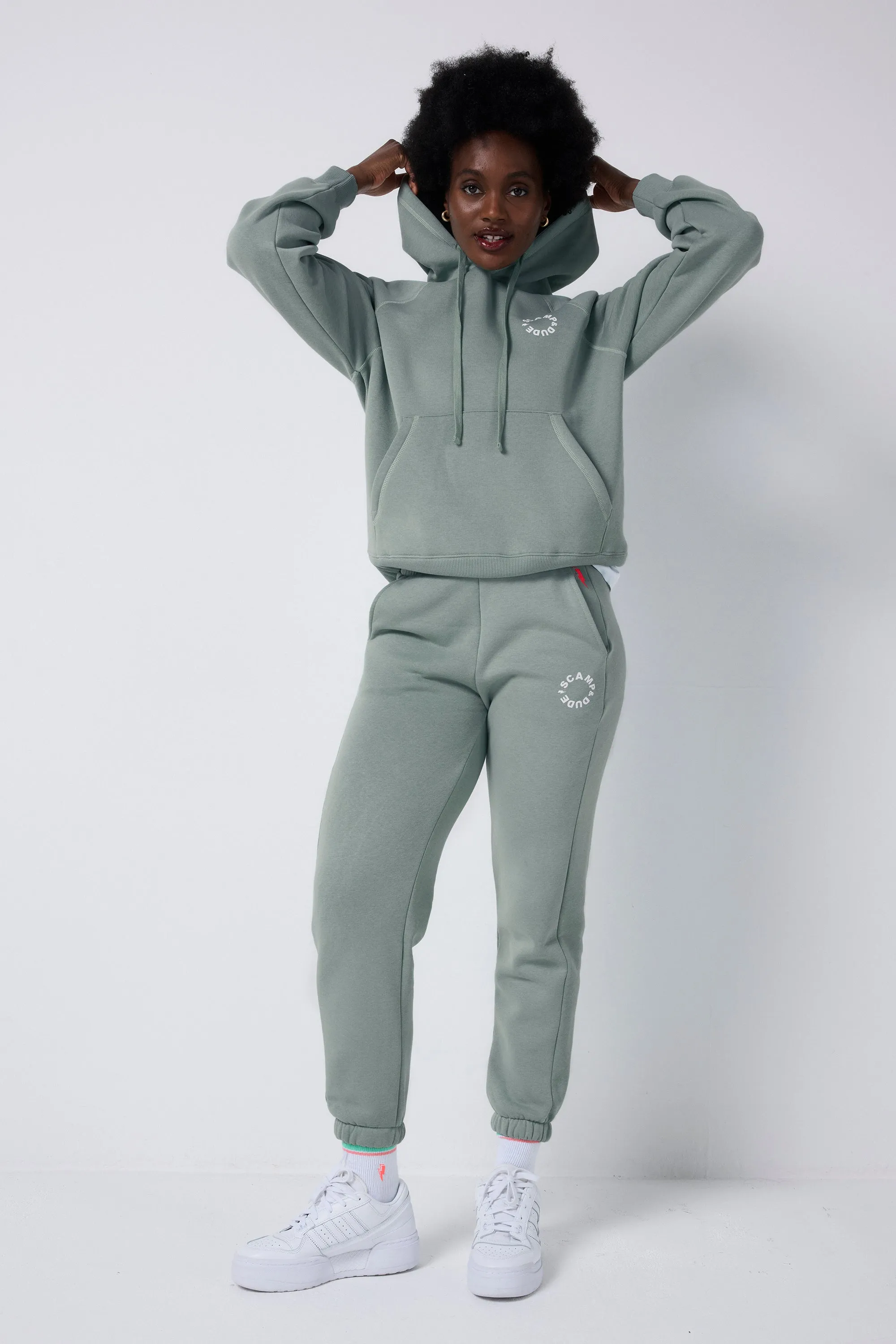 Khaki Scamp & Dude Logo Relaxed Hoodie