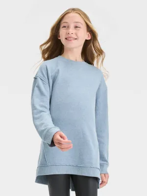Kids Girl's Plain Solid Sweatshirt,Light Blue
