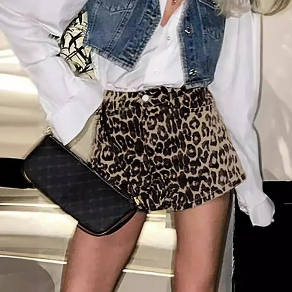 Leopard Print High Waist Shorts