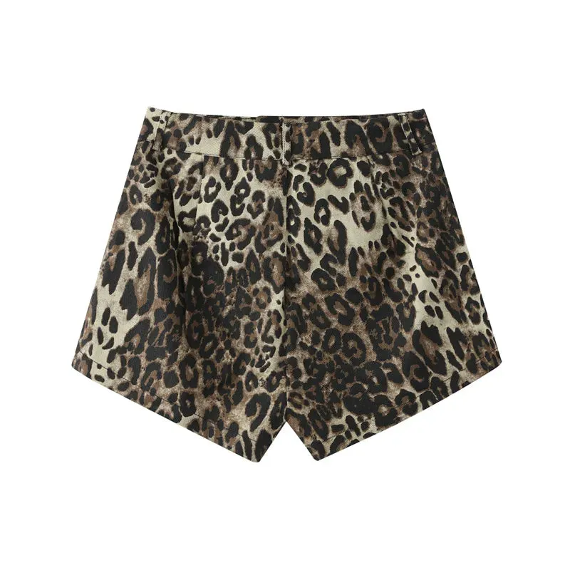 Leopard Print High Waist Shorts