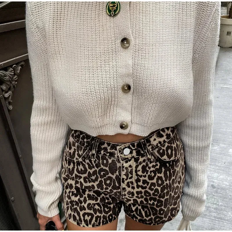 Leopard Print High Waist Shorts