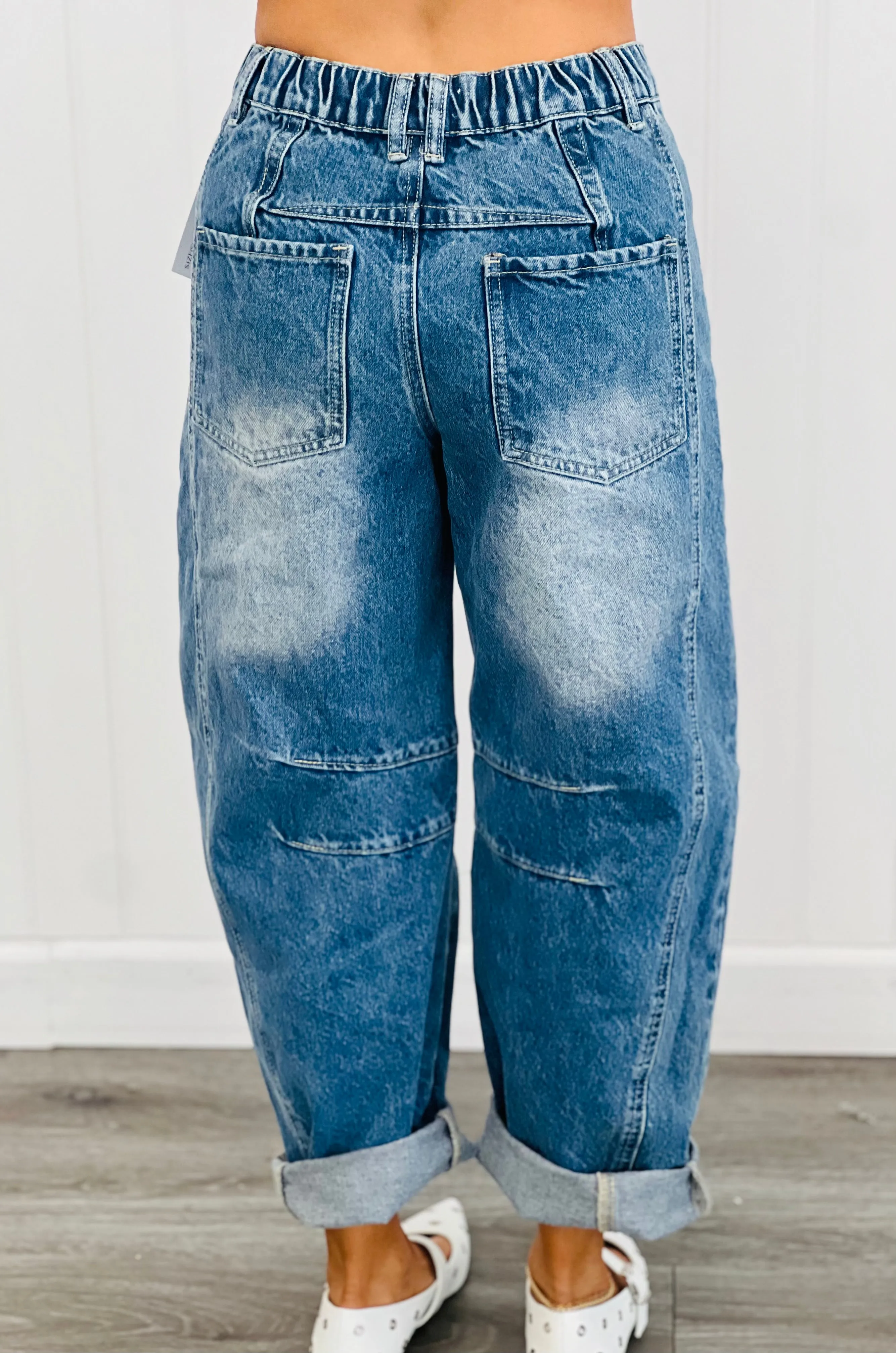 Medium Washed Denim Slouchy Barrel Pants (Reg.)