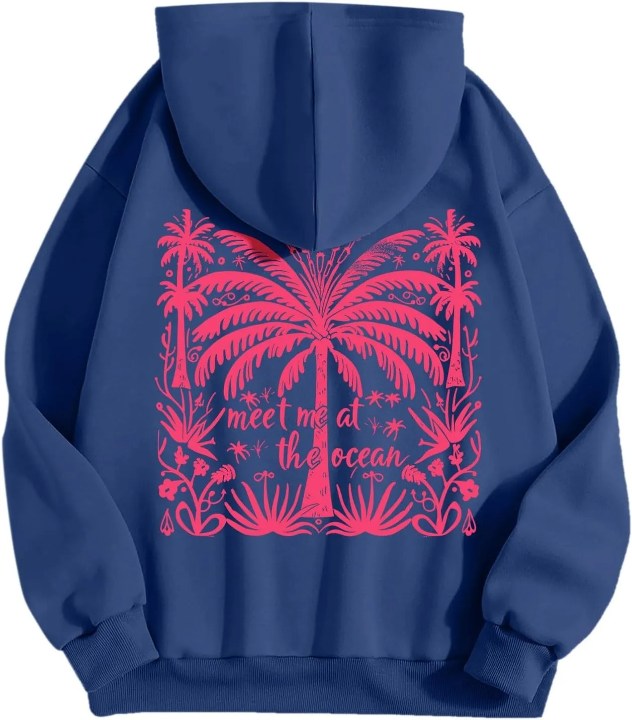 Meet Me at The Ocean Hoodies Sweatshirt for Women 2024 Oversized Y2k Hooded Shirt Trendy Beach Sweatshirs Tops
